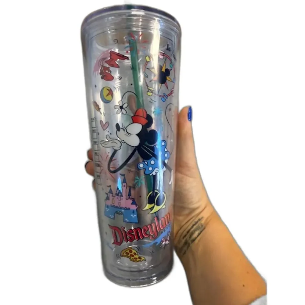Disneyland Starbucks Reusable Cold Tumbler Mickey Minnie Park Exclusive NWT 24oz